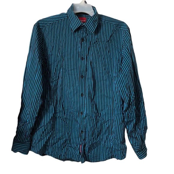 Black and blue long sleeve button down - Picture 1 of 2